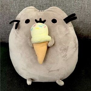 Gund Pusheen Cat Plush with Ice Cream Cone - Preowned in Great Condition